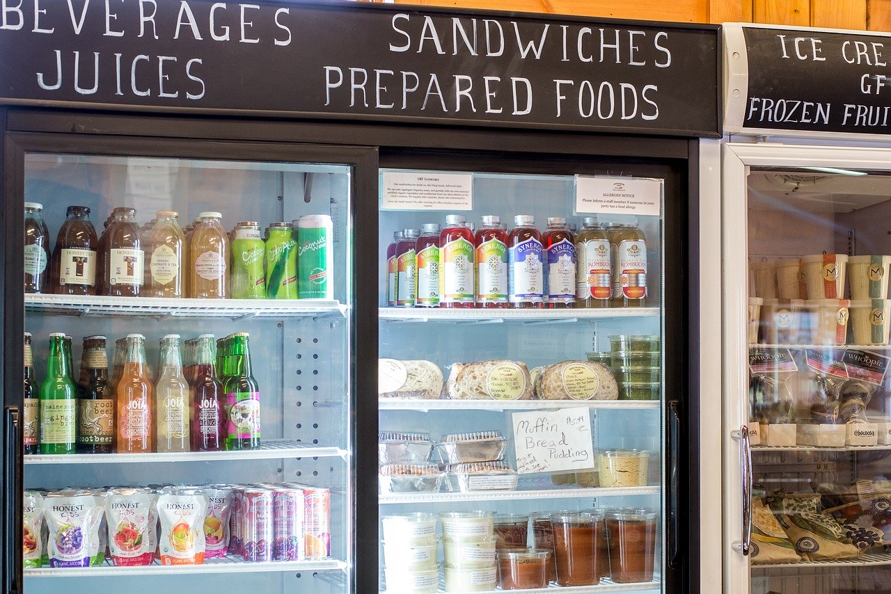 A refrigerator with food inside of it